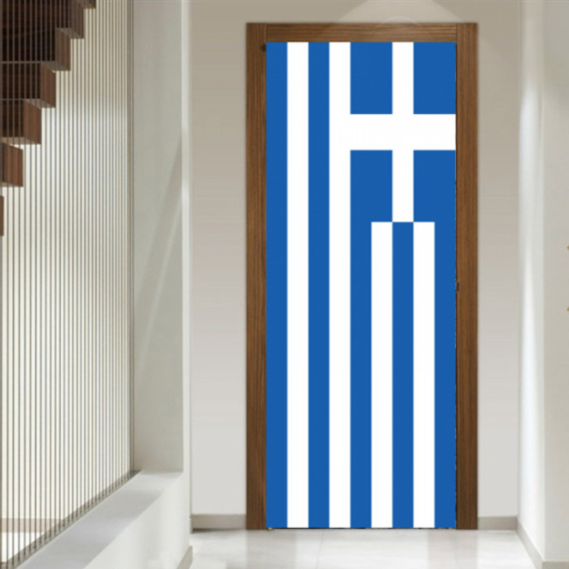 Αυτοκόλλητο πόρτας με Πόλεις με Ελληνική σημαία